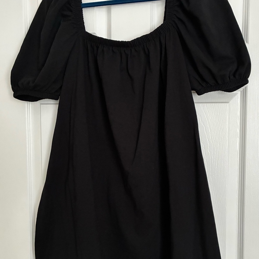 H&M Black Puff Sleeve Square Neck Dress